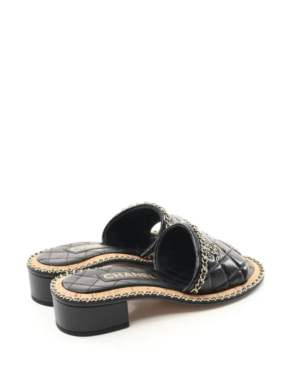 CHANEL Pre-Owned 40 mm gewatteerde sandalen met ketting - Zwart