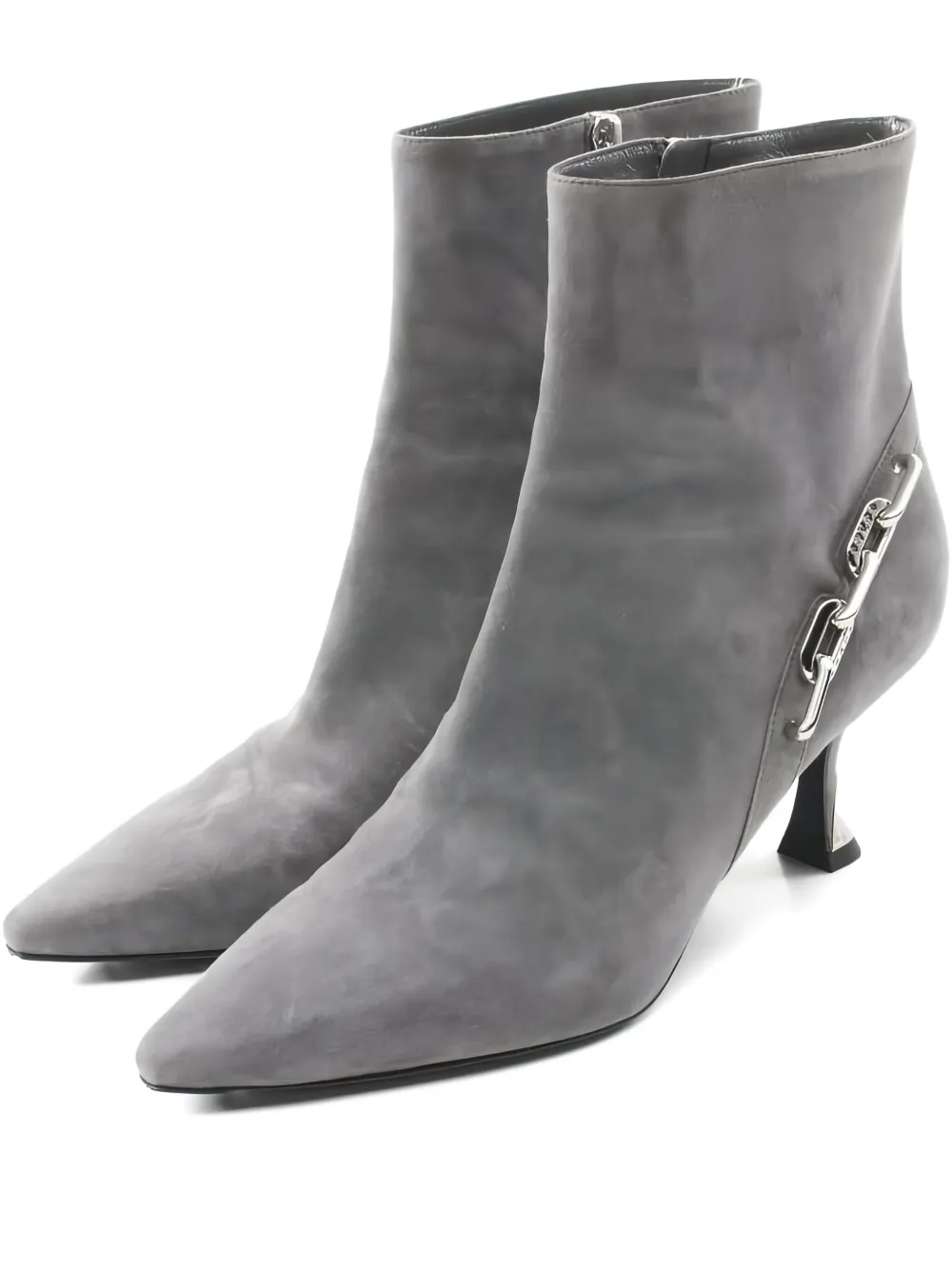 Louis Vuitton Pre-Owned 70mm chain-embellished pointed-toe boots | Grey | Image 1