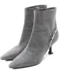 Louis Vuitton Pre-Owned 70mm chain-embellished pointed-toe boots - Grey
