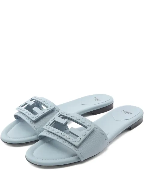Fendi Pre-Owned logo-buckle leather flat sandals