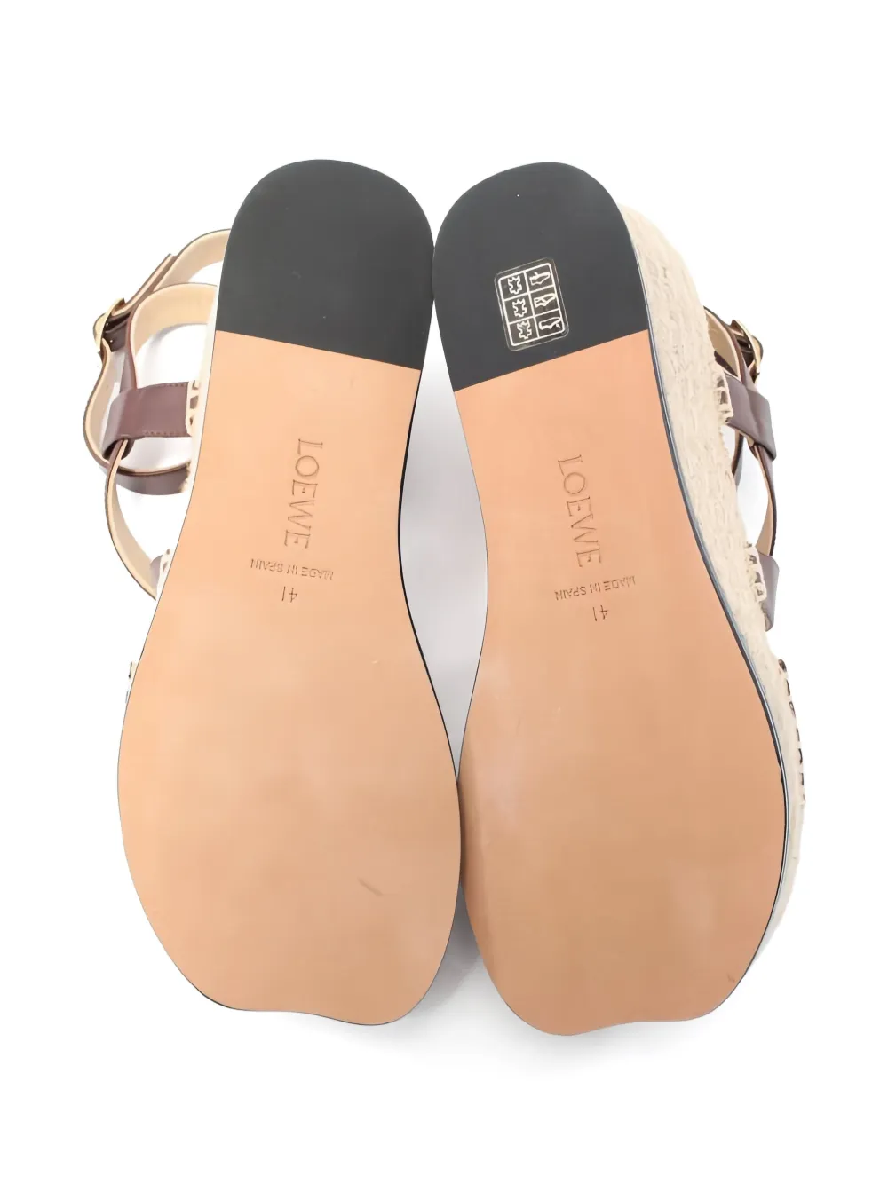 Loewe Pre-Owned Petal leren espadrilles met sleehak - Bruin