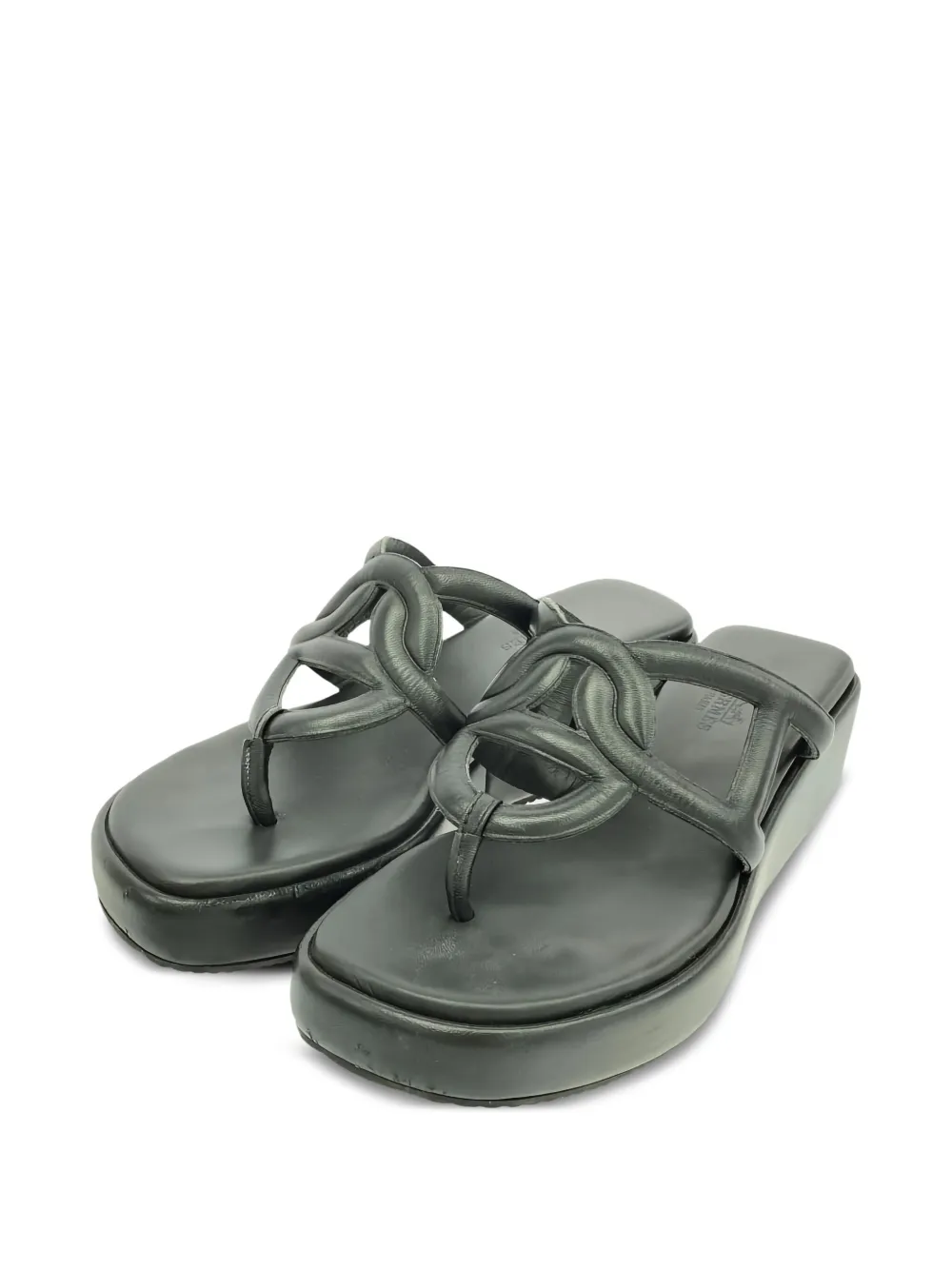 Hermès Pre-Owned Leren sandalen met plateauzool - Groen