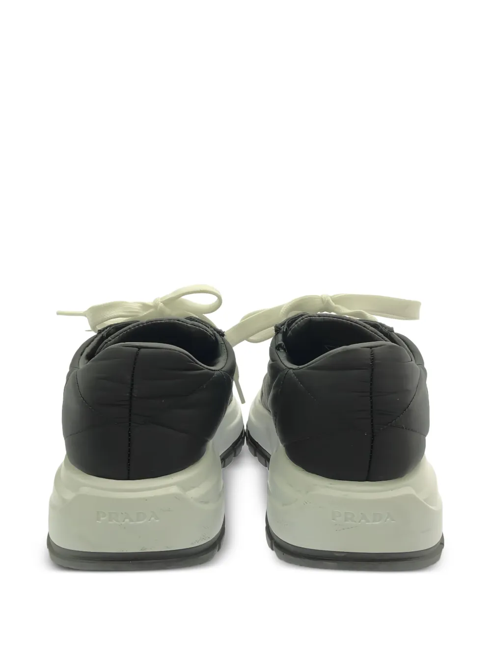 Pre-owned Prada Quilted Nylon Sneakers In Black