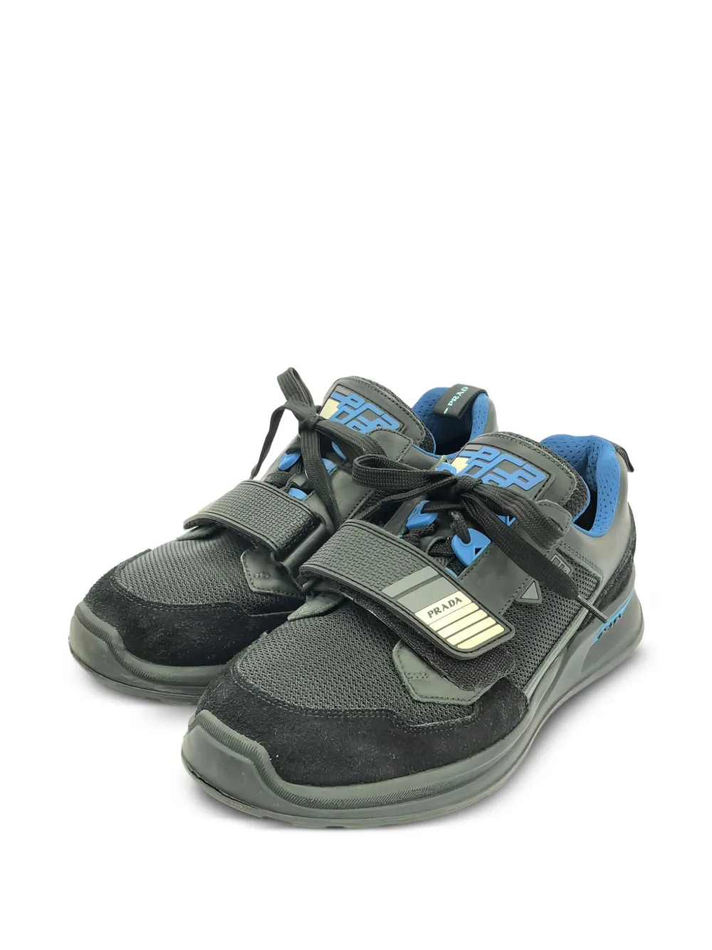 Pre-owned Prada Suede Lace-up Sneakers In Black