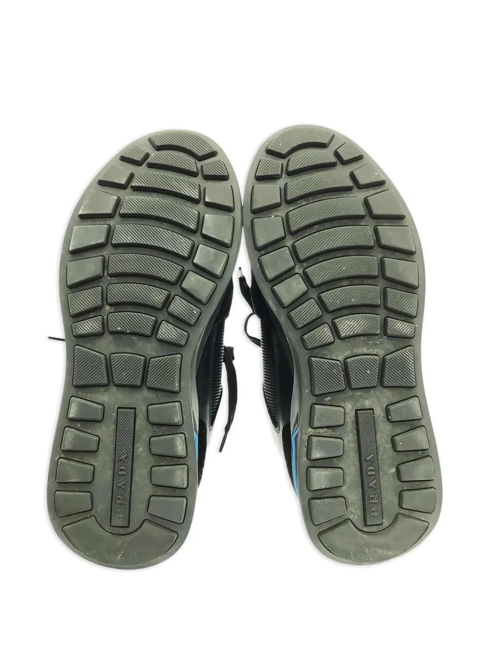 Pre-owned Prada Suede Lace-up Sneakers In Black