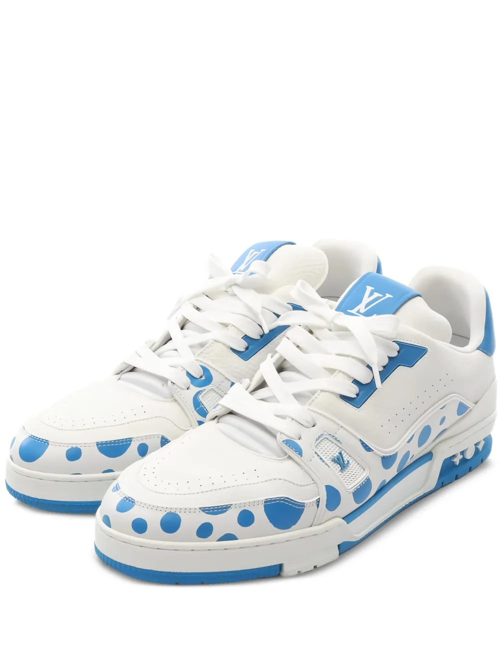 Pre-owned Louis Vuitton X Yayoi Kusama Polka-dot Leather Sneakers In White