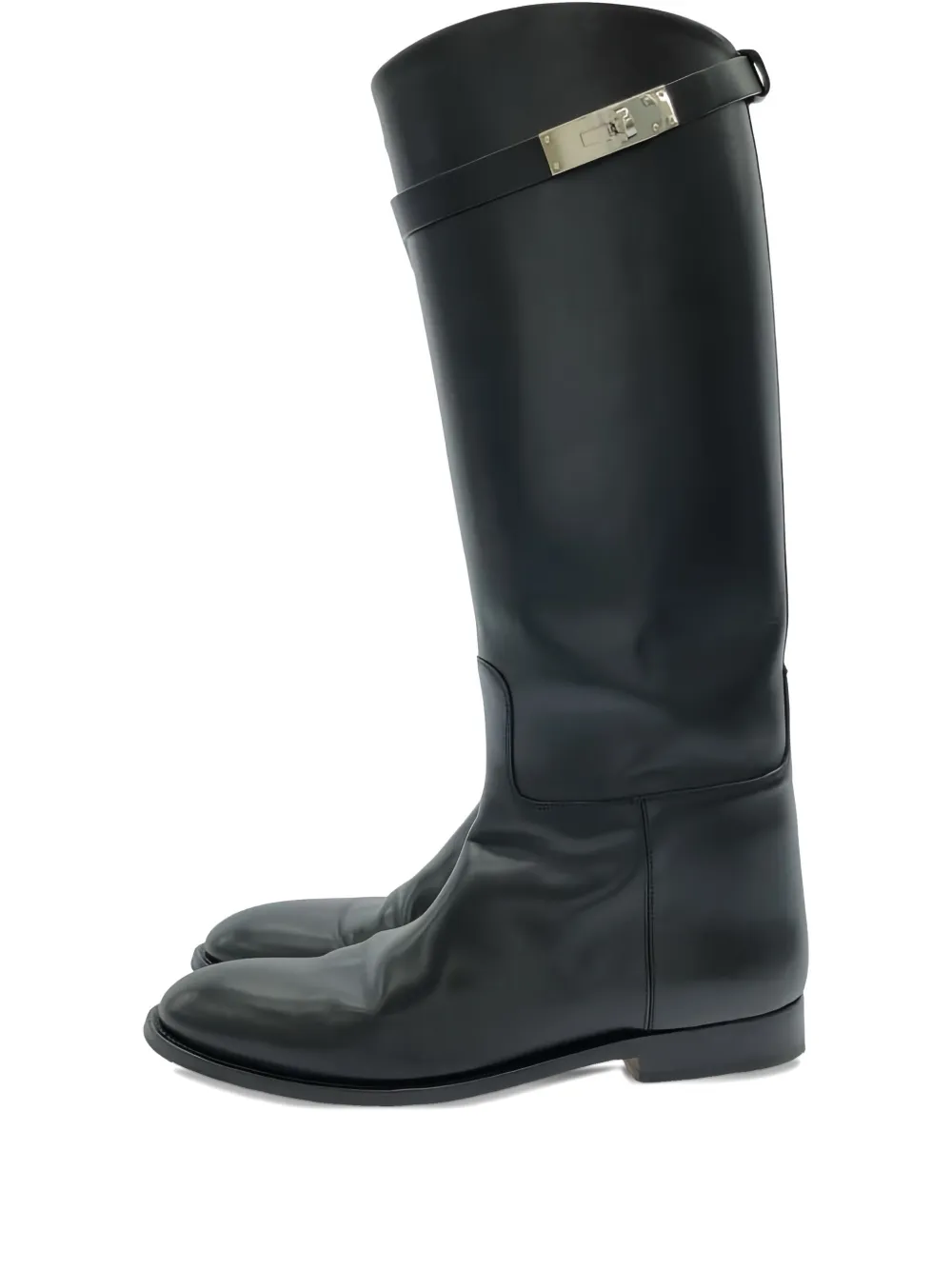 Hermès Pre-Owned touret-detail leather buckle boots | Black | Image 1