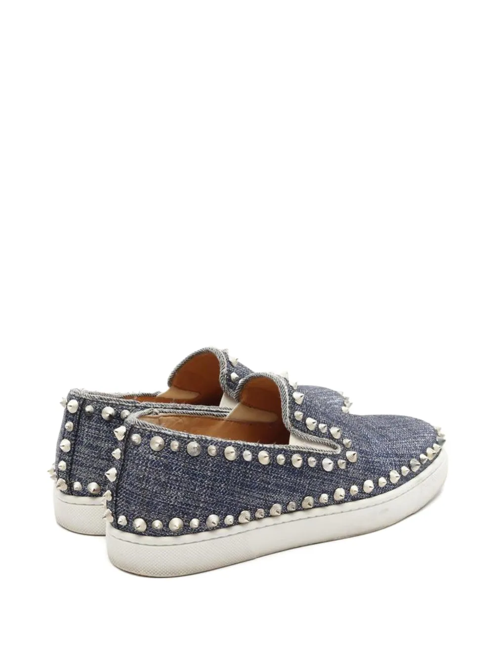 Pre-owned Christian Louboutin Studded Slip-on Sneakers In Blue