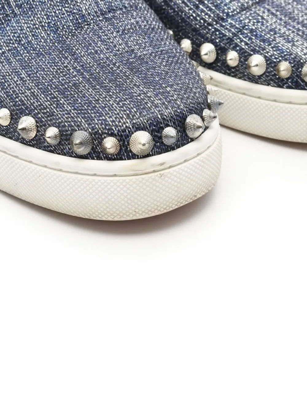 Pre-owned Christian Louboutin Studded Slip-on Sneakers In Blue