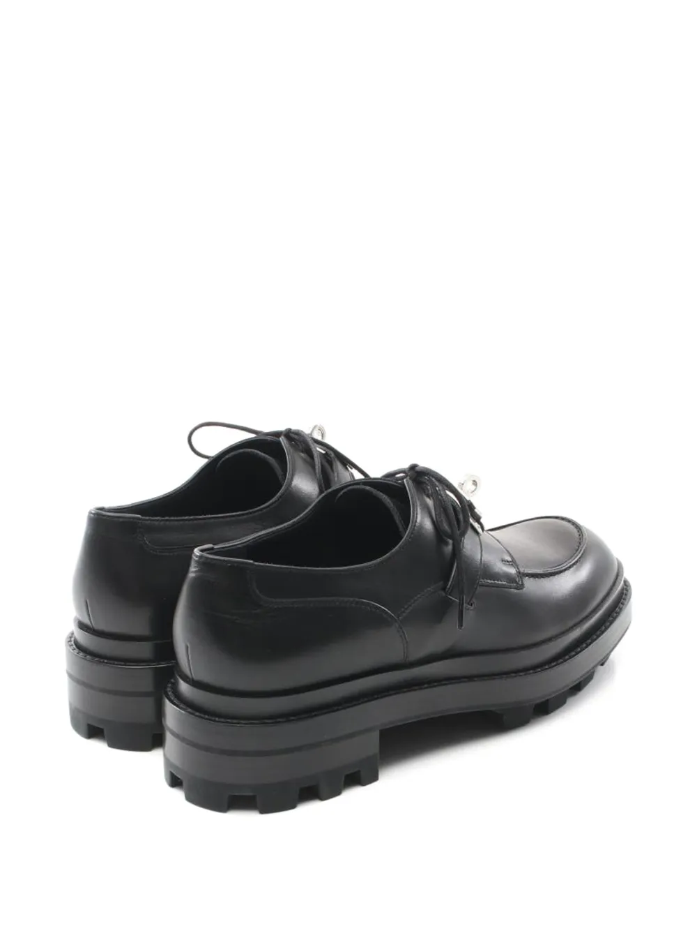 Pre-owned Hermes Lace-up Leather Derby Shoes In Black
