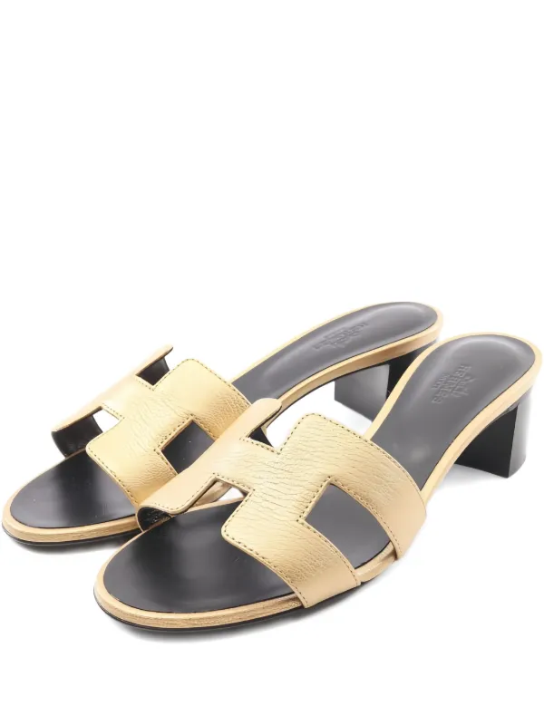 Hermès Pre-Owned 50mm H-strap Leather Sandals Neutrals FARFETCH IN