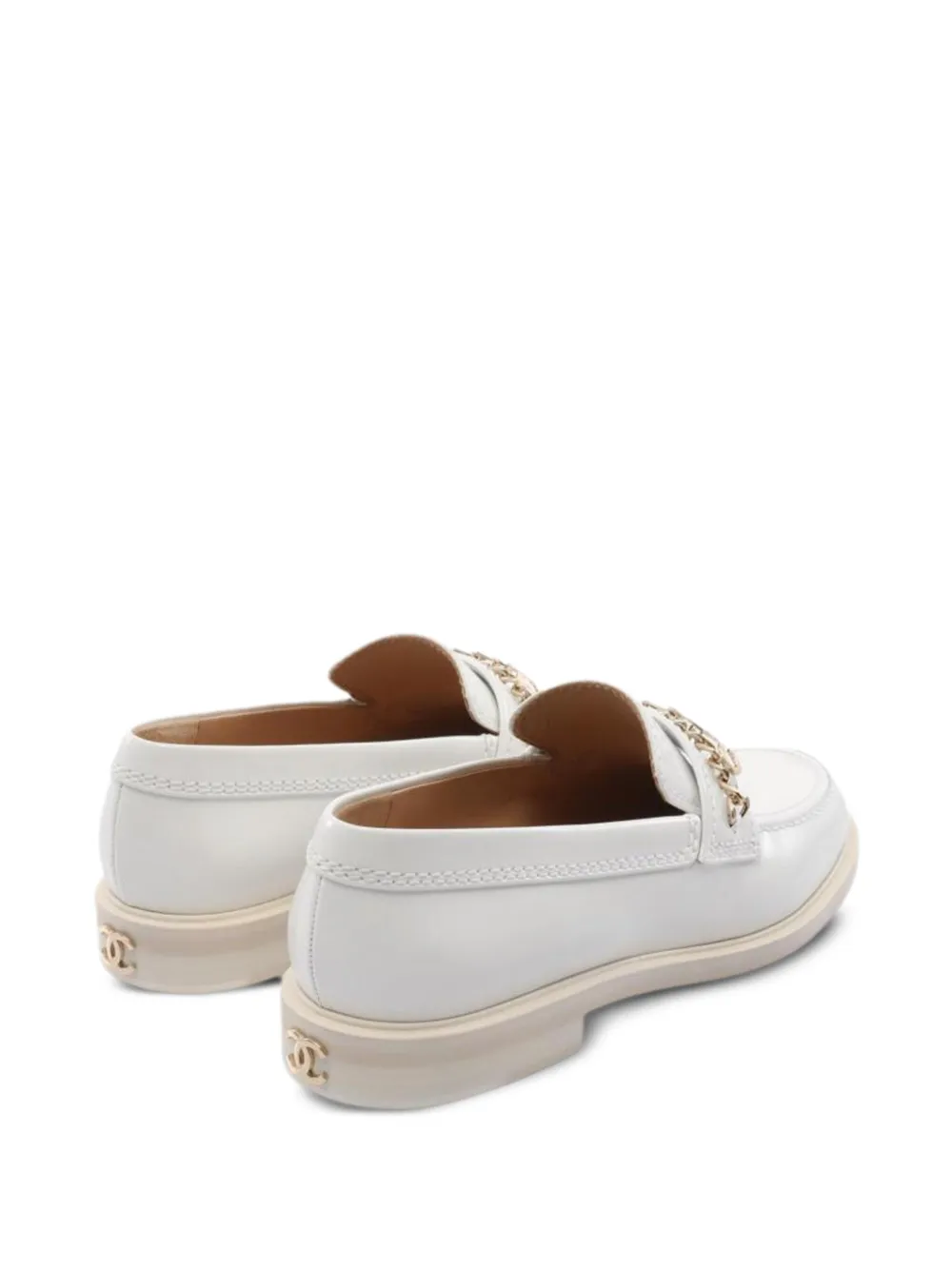 CHANEL Pre-Owned Loafers met logoketting - Wit