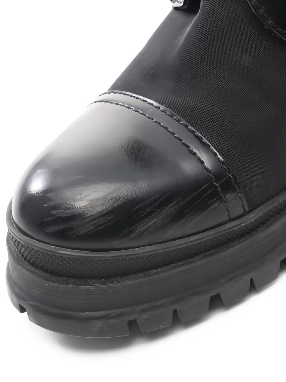 Pre-owned Prada 80mm Re-nylon Lace-up Ankle Boots In Black