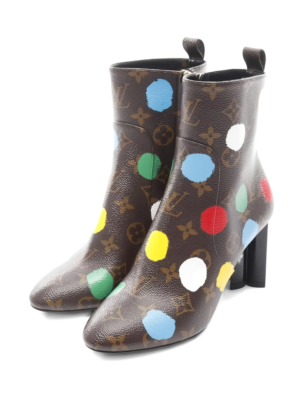 Louis Vuitton Pre-Owned x Yayoi Kusama 85 mm enkellaarzen met stippen en monogram - Bruin