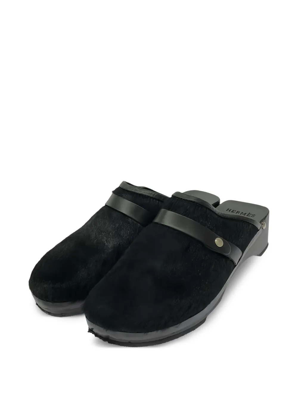 Hermès Pre-Owned Slip-on leren klompen - Zwart