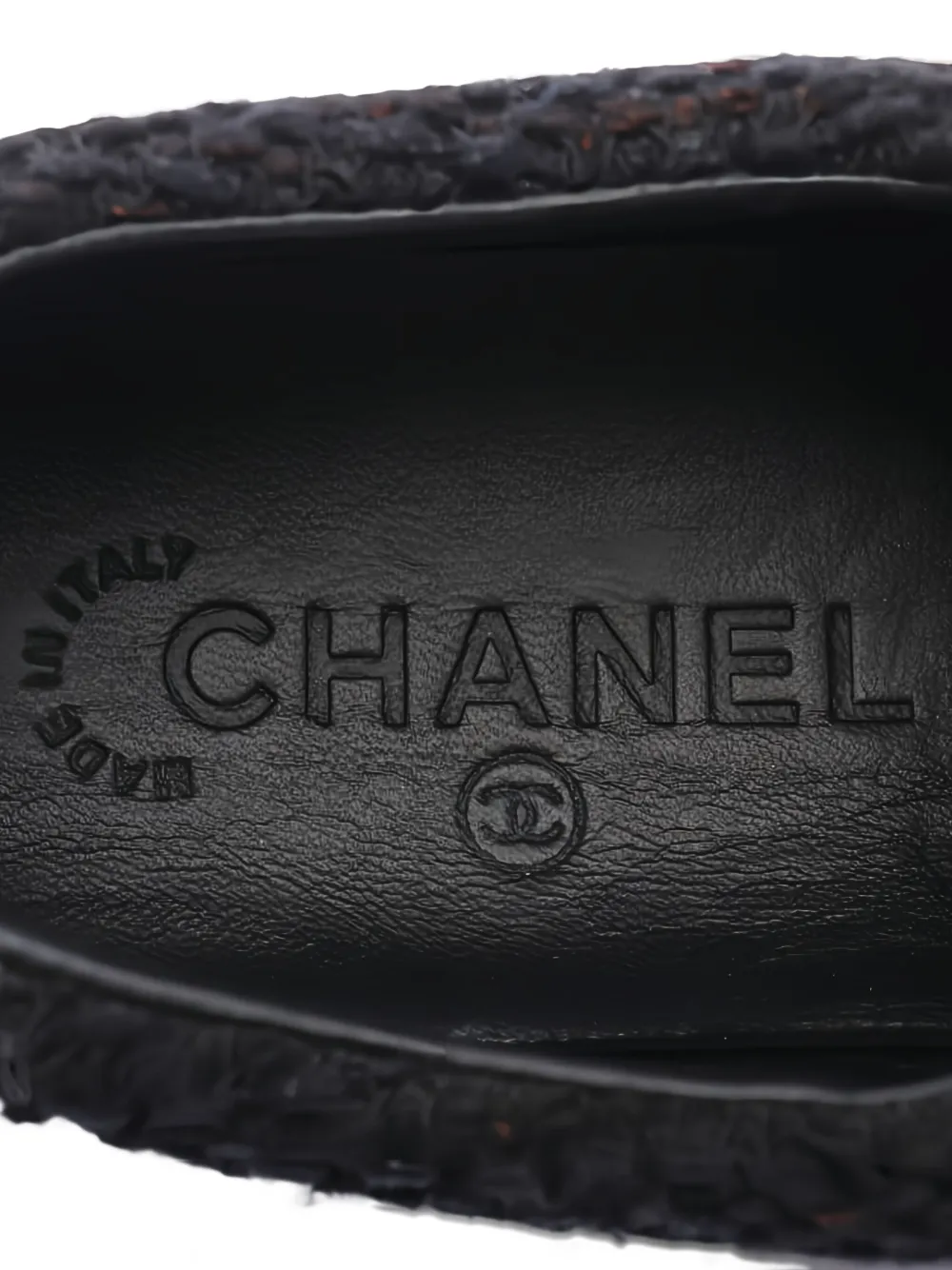Pre-owned Chanel Tweed-texture Leather Sneakers In Black