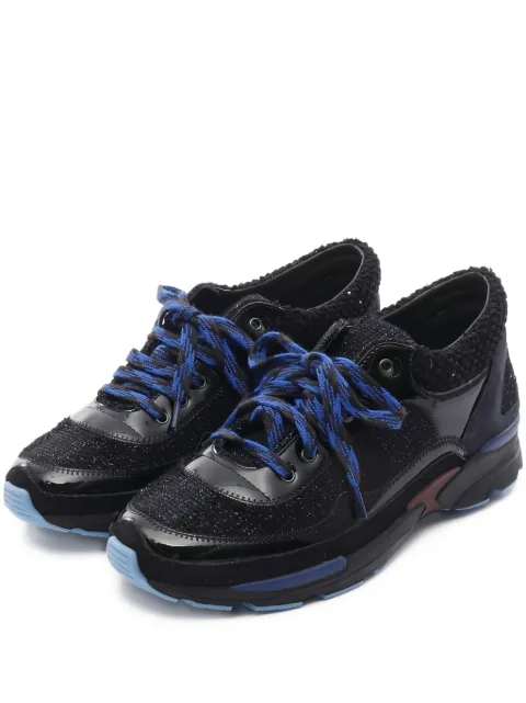 CHANEL Pre-Owned tweed-texture leather sneakers