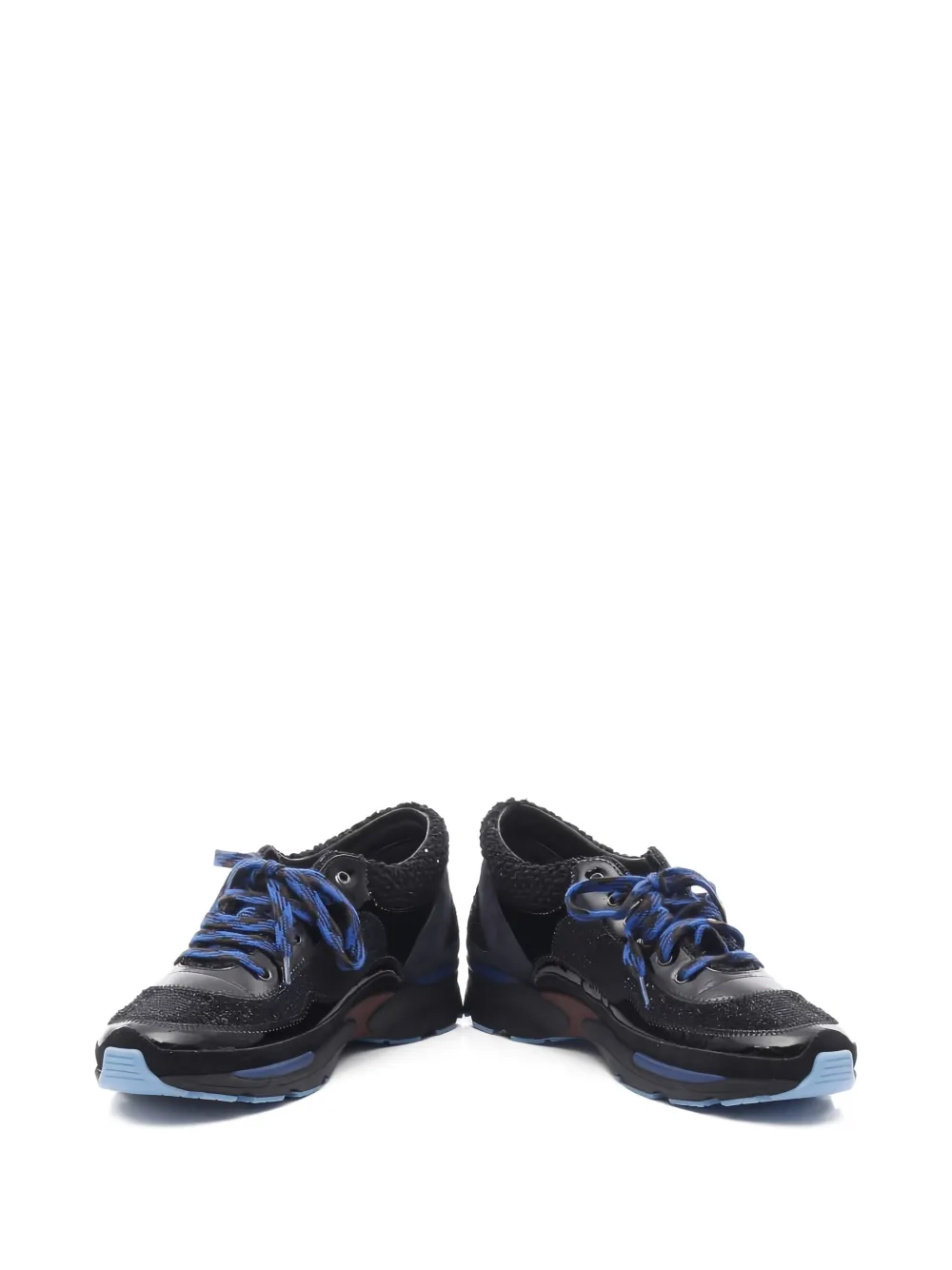 CHANEL Pre-Owned Leren sneakers met tweed textuur - Zwart
