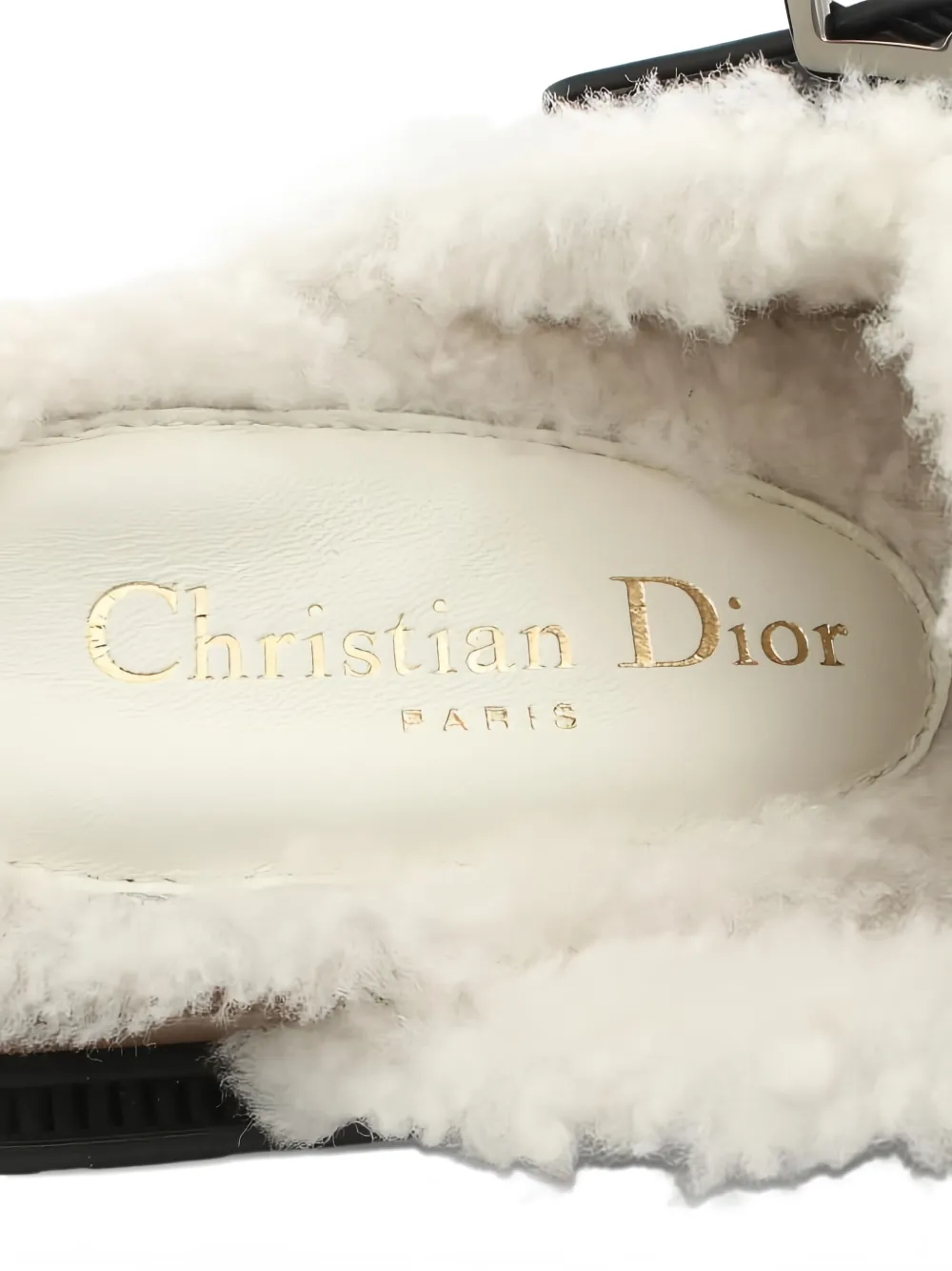 Pre-owned Dior 60mm Quake Shearling-lined Buckle-detail Clog In Black