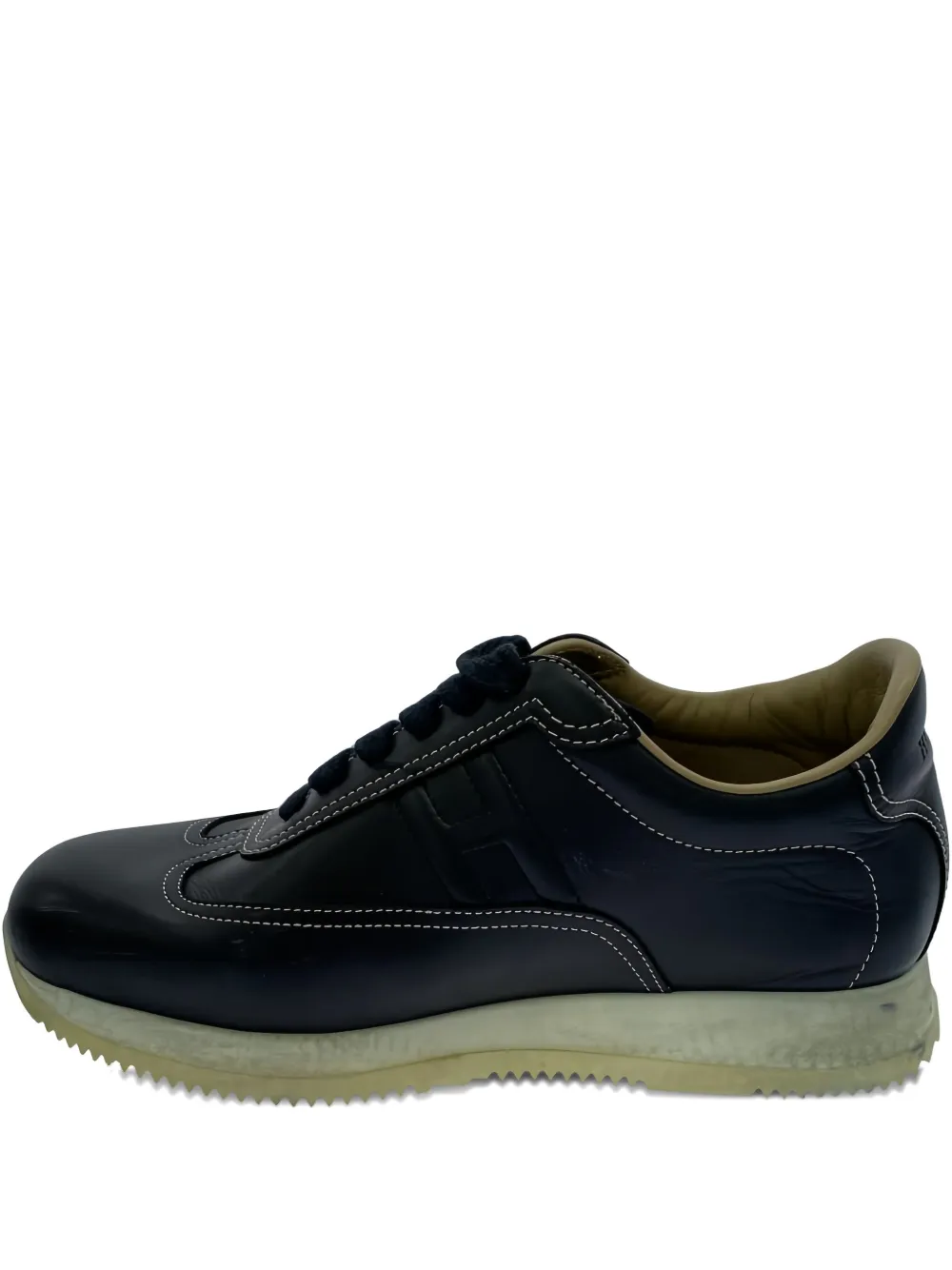 Hermès Pre-Owned lace-up leather sneakers | Black | Image 1