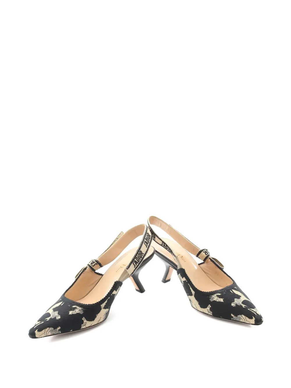 Christian Dior Pre-Owned 75 mm J'Adior slingback pumps met bloemen - Zwart