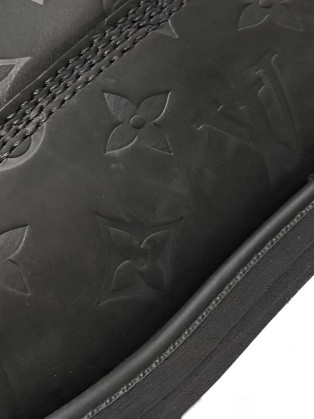 Pre-owned Louis Vuitton X Timberland Monogram-embossed Leather Ankle Boots In Black
