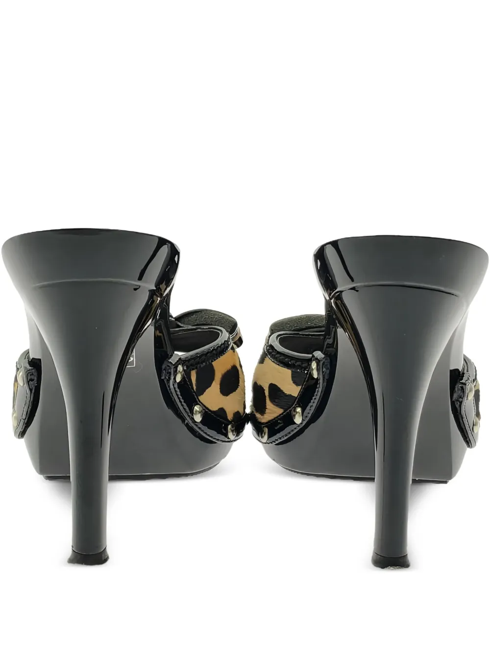 Christian Dior Pre-Owned 90 mm muiltjes met luipaardprint en strik - Zwart