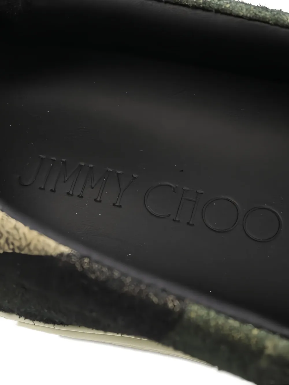 Pre-owned Jimmy Choo Camouflage Studded Slip-ons In Green