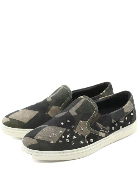Jimmy Choo Pre-Owned camouflage studded slip-ons