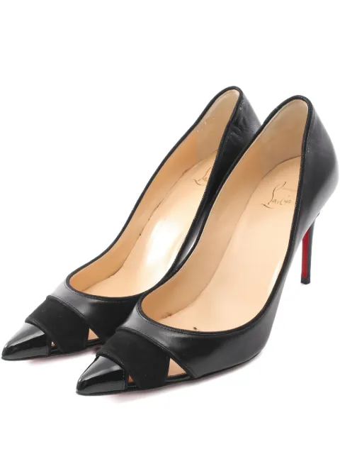Christian Louboutin Pre-Owned حذاء 'بيبليو' جلد وشمواه بكعب 85 ملم