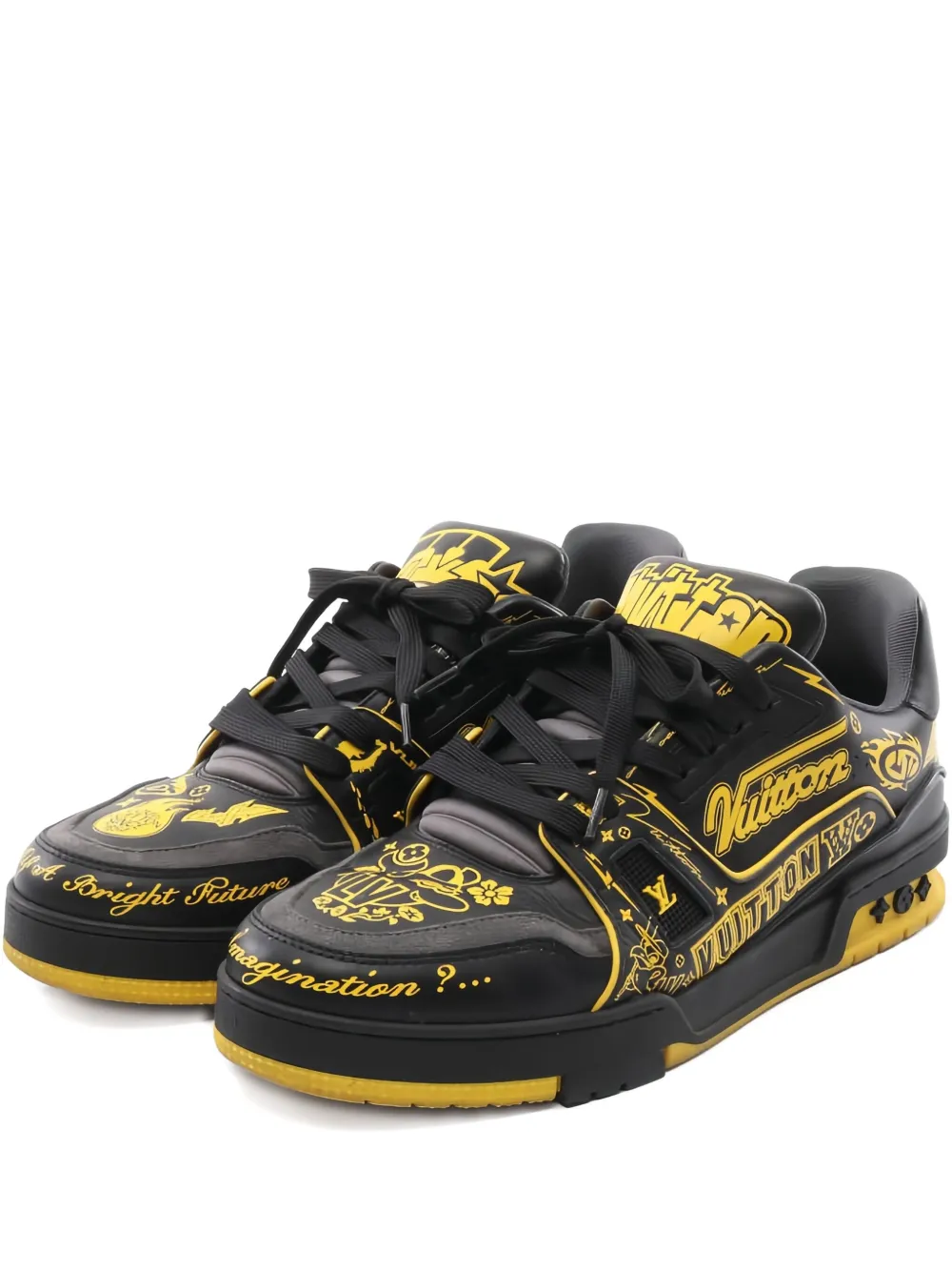 Louis Vuitton Pre-Owned プリント レザースニーカー - ブラック Louis Vuitton Pre-Owned プリント レザースニーカー - ブラック