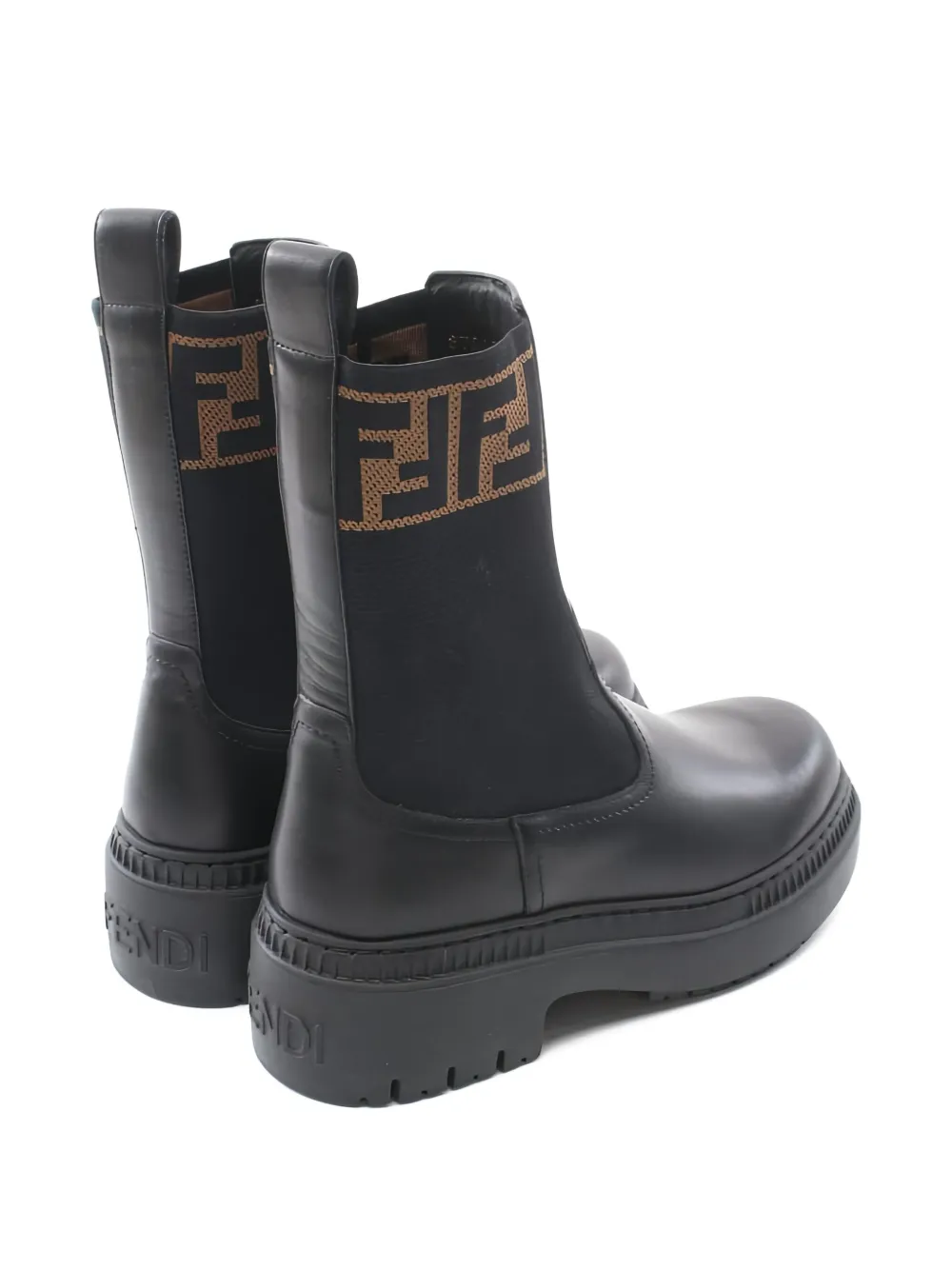 Fendi Pre-Owned Domino leren laarzen met FF-monogram - Zwart