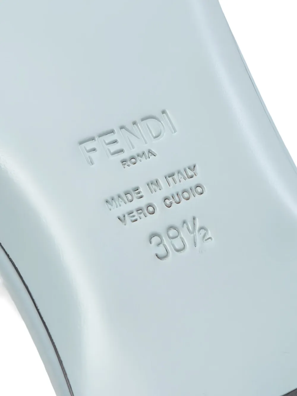 Pre-owned Fendi Logo-buckle Leather Flat Sandals In Blue