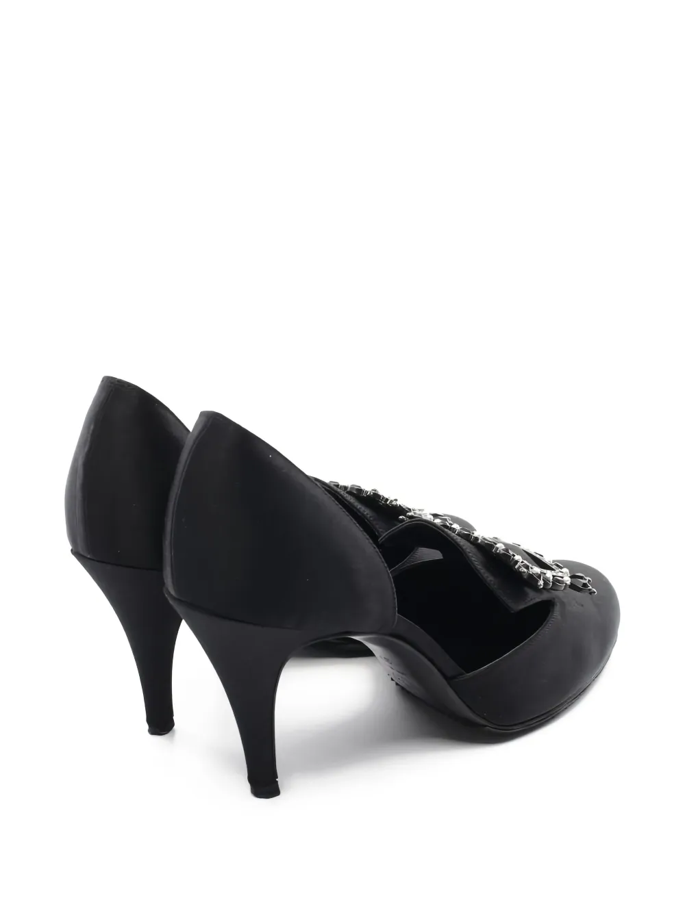 CHANEL Pre-Owned 80 mm Bijou satijnen pumps met gesp - Zwart