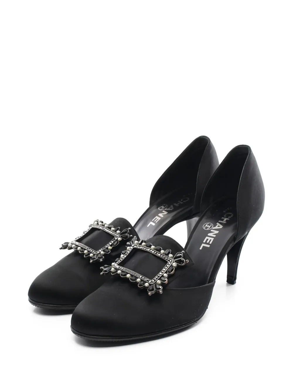 CHANEL Pre-Owned 80mm Bijou satin buckle pumps | Black | Image 1