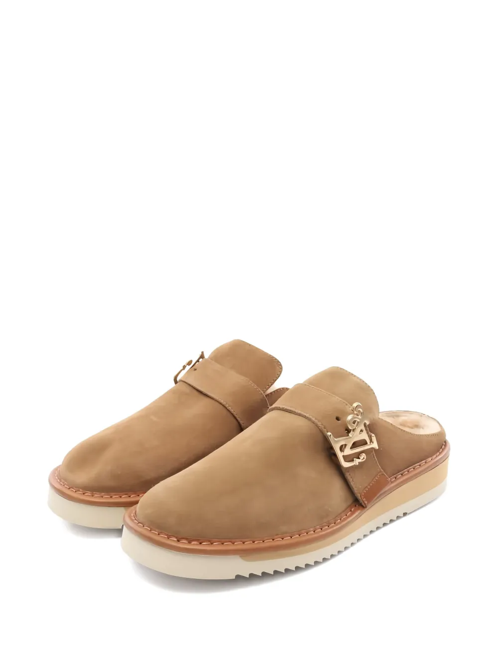 Louis Vuitton Pre-Owned x NIGO logo-buckle mules | Image 2