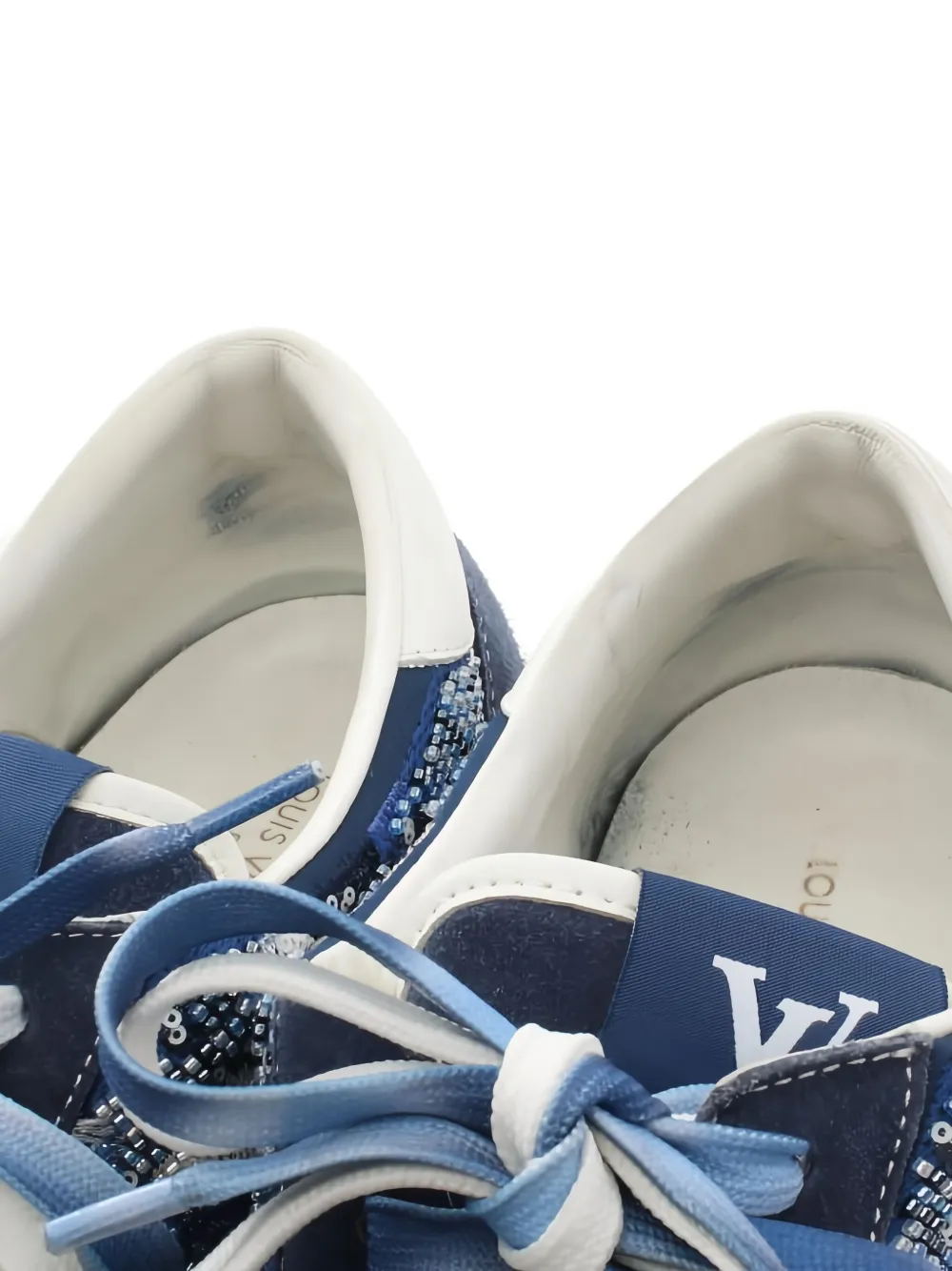 Pre-owned Louis Vuitton Oriline Beaded-fabric Sneakers In Blue