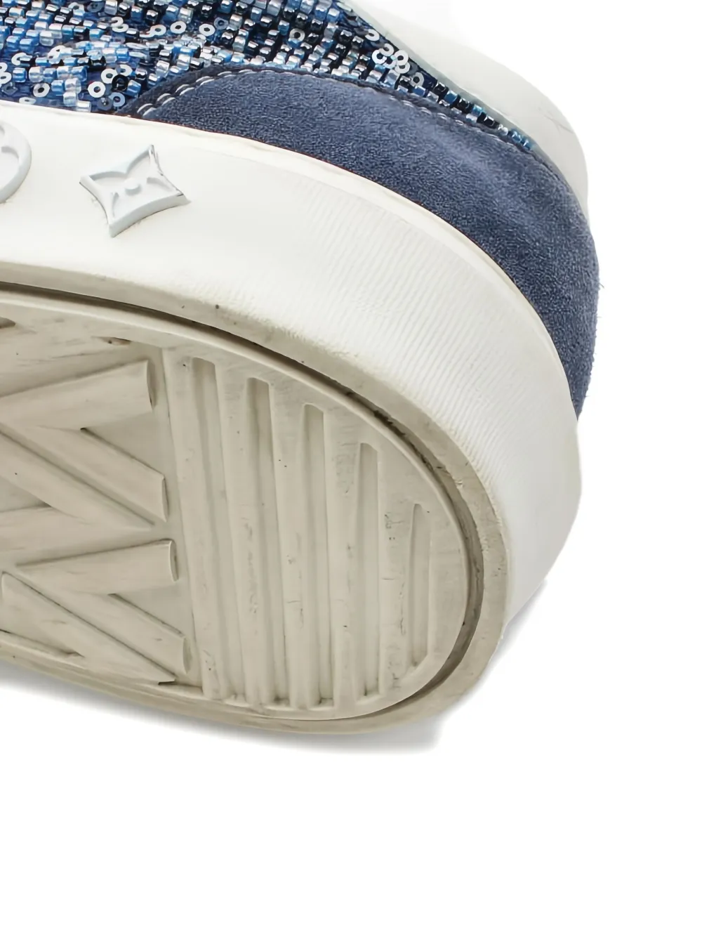 Pre-owned Louis Vuitton Oriline Beaded-fabric Sneakers In Blue