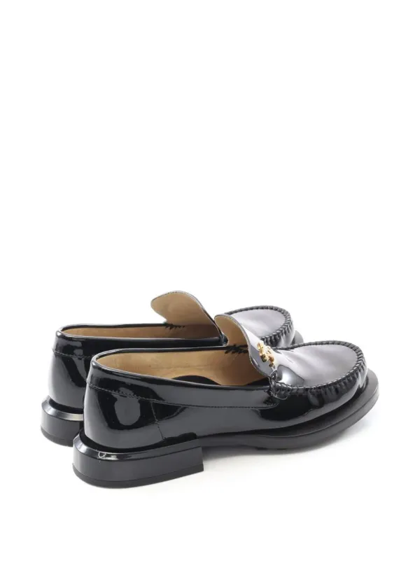 last sale CHANELローファー Chanel Black Patent Leather Faux Pearl CC Logo Loafer, Size