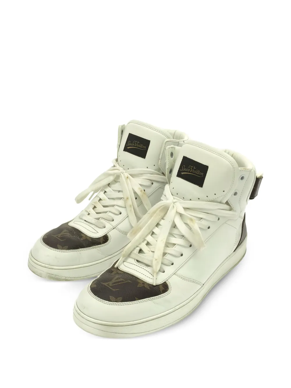 Pre-owned Louis Vuitton Rivoli Line Monogram-print High-top Sneakers In White