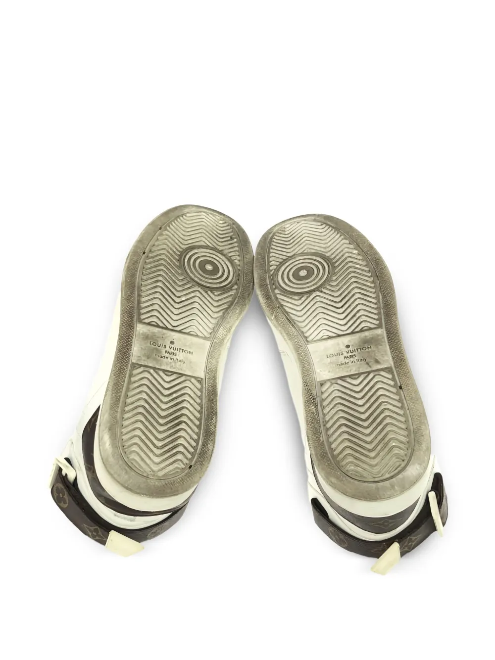 Pre-owned Louis Vuitton Rivoli Line Monogram-print High-top Sneakers In White