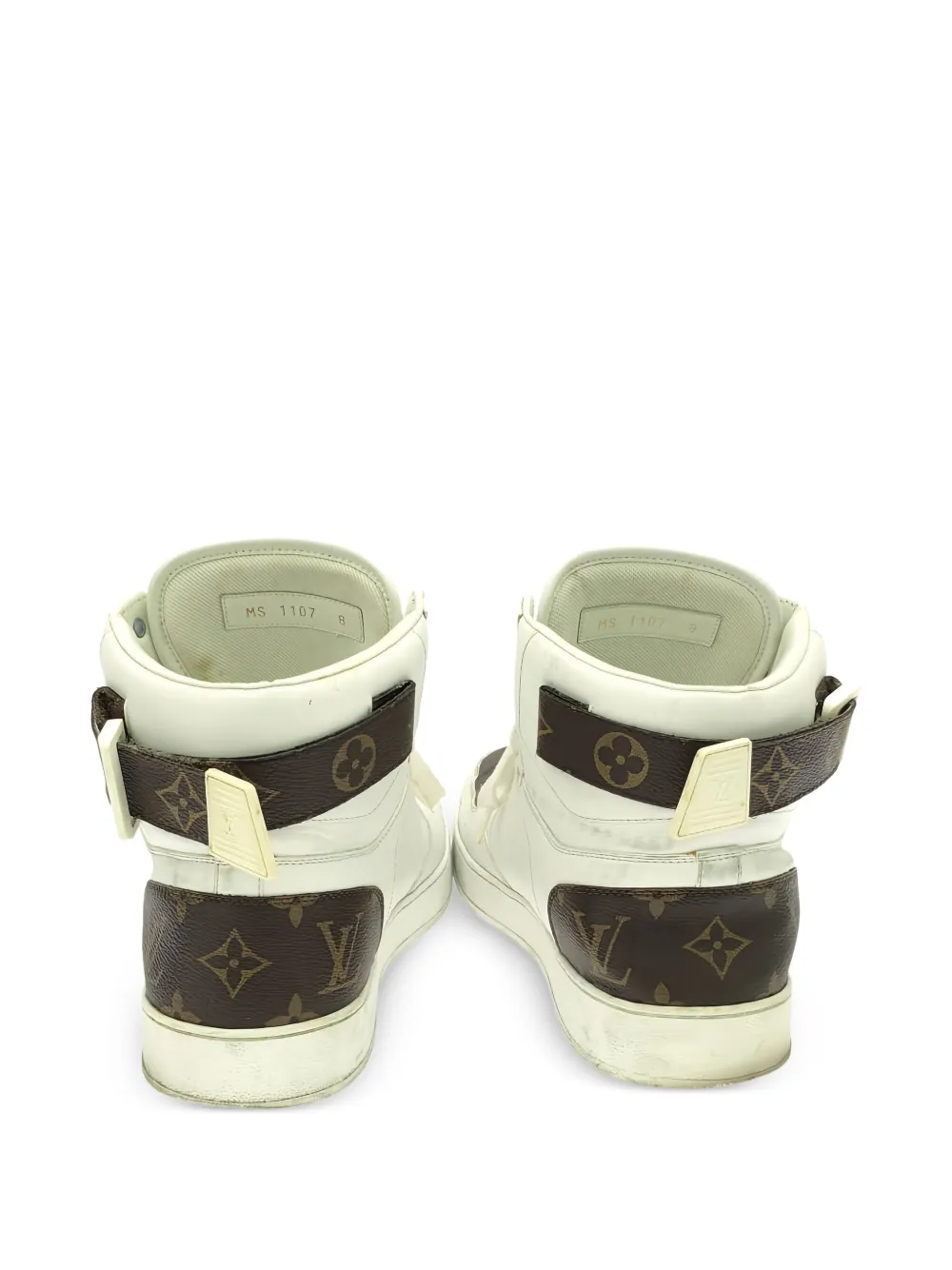 Pre-owned Louis Vuitton Rivoli Line Monogram-print High-top Sneakers In White