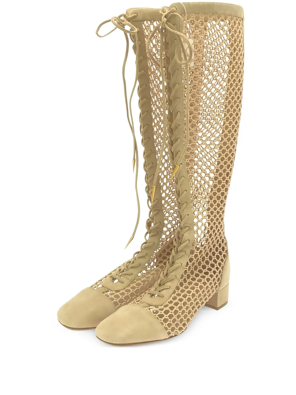 Christian Dior Pre-Owned レースアップ ブーツ 30mm - ニュートラル Christian Dior Pre-Owned レースアップ ブーツ 30mm - ニュートラル