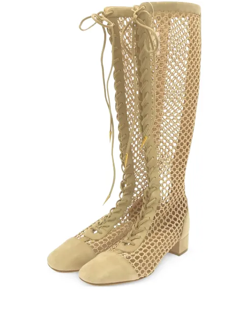 Christian Dior Pre-Owned botas tejidas con agujetas y tacón de 30mm