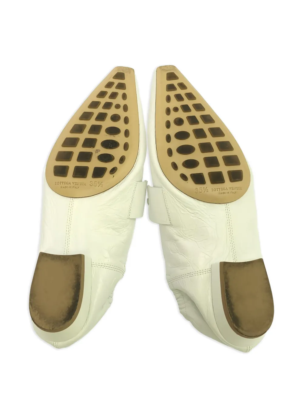 Pre-owned Bottega Veneta Chain-link Pointed-toe Pumps In White