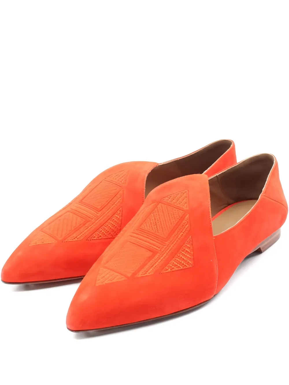 Hermès Pre-Owned pointed-toe embroidered flats | Orange | Image 1