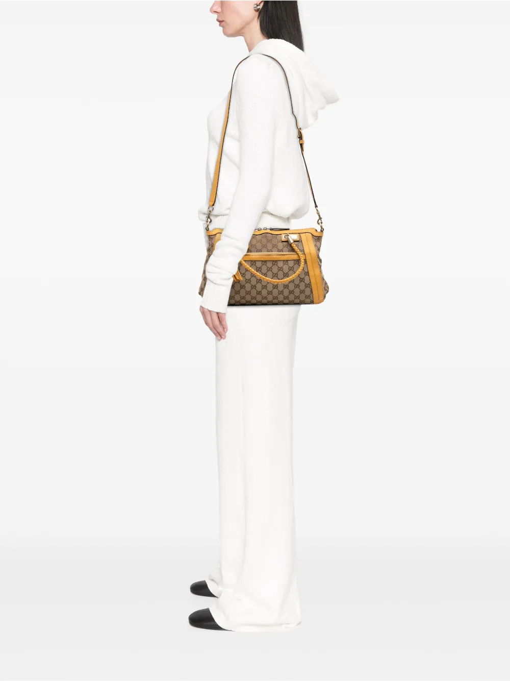 Pre-owned Gucci 2016-2025 Gg Canvas Bella Satchel In Brown