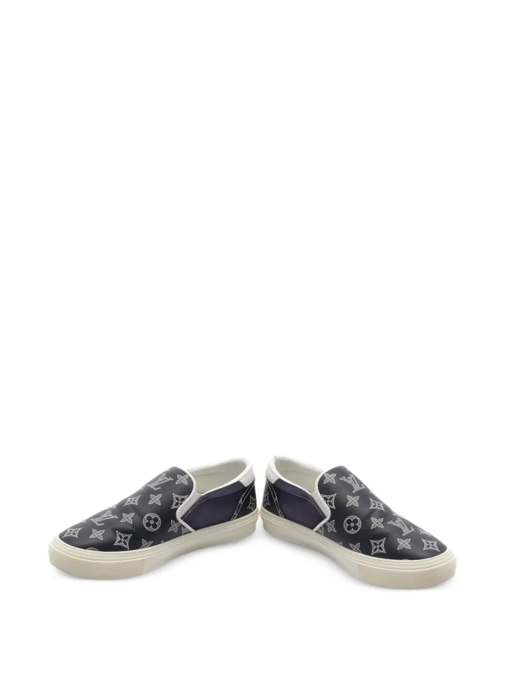 Pre-owned Louis Vuitton Trocadero Monogram Slip-on Sneakers In Blue