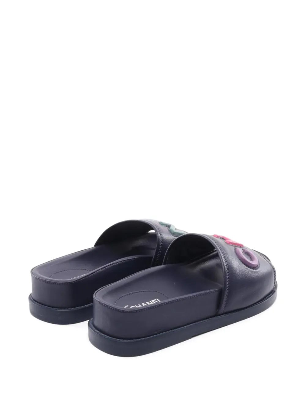 CHANEL Pre-Owned Sandalen met logo-reliëf - Blauw