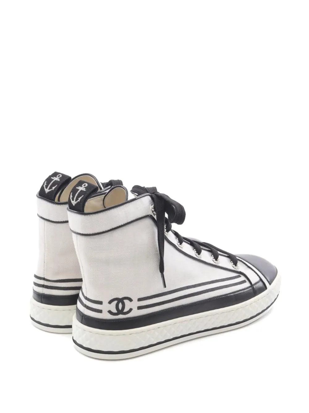 Pre-owned Chanel Coco Mark High-top Sneakers In White